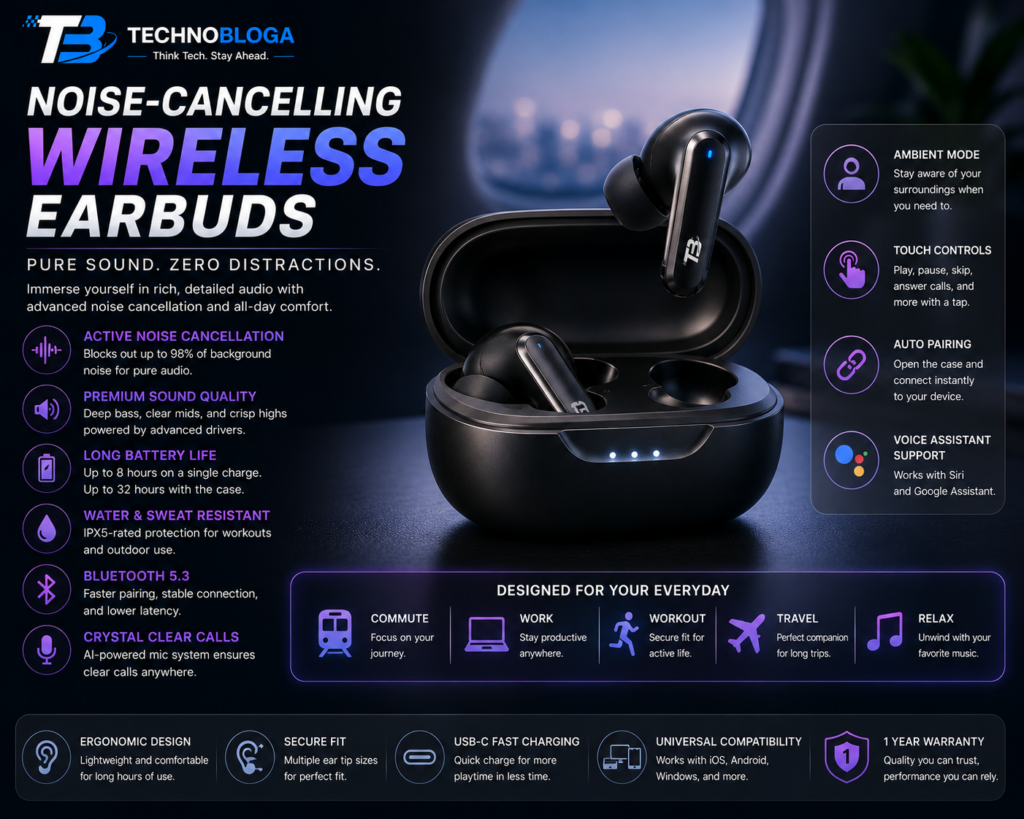 Noise-Cancelling Wireless Earbuds