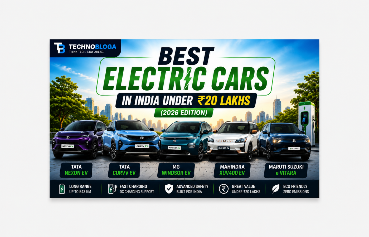 Best Electric Cars in India Under ₹20 Lakhs (2026 Edition)
